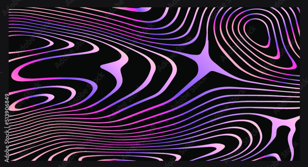 Poster Abstract trippy background with with distorted and glitched pattern in holographic chrome colors.