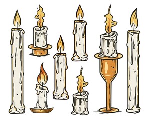 Candle setwith flame for halloween holydays or the day of the dead