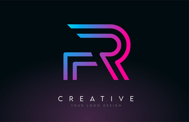Monogram Lines FR F R Letter Logo Design. Creative Icon Modern Letters Vector Logo.