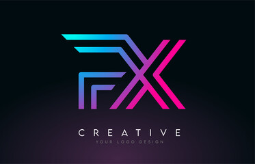 Monogram Lines FX F X Letter Logo Design. Creative Icon Modern Letters Vector Logo.
