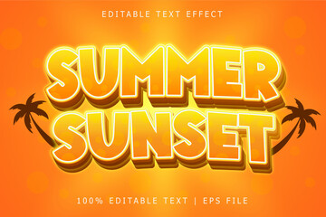 Summer Sunset Editable Text Effect 3 Dimension Emboss Modern Style