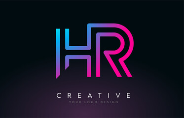 Monogram Lines HR H R Letter Logo Design. Creative Icon Modern Letters Vector Logo.
