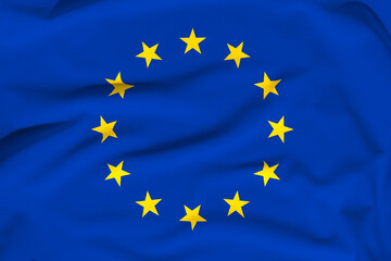 European Union flag, folds and hard shadows on the canvas