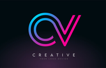 Monogram Lines OV O V Letter Logo Design. Creative Icon Modern Letters Vector Logo.