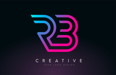 Fototapeta premium Monogram Lines RB R B Letter Logo Design. Creative Icon Modern Letters Vector Logo.