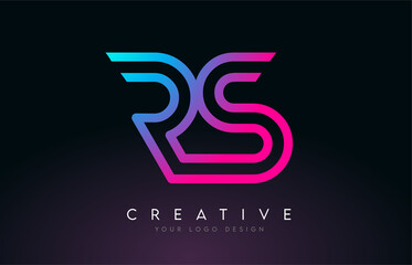 Monogram Lines RS R S Letter Logo Design. Creative Icon Modern Letters Vector Logo.
