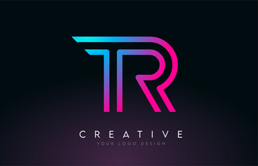 Monogram Lines TR T R Letter Logo Design. Creative Icon Modern Letters Vector Logo.