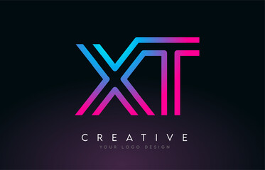 Monogram Lines XT X T Letter Logo Design. Creative Icon Modern Letters Vector Logo.
