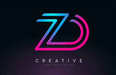 Monogram Lines ZD Z D Letter Logo Design. Creative Icon Modern Letters Vector Logo.
