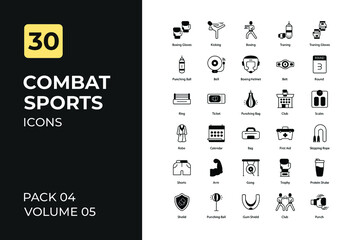 Combat sport icons set