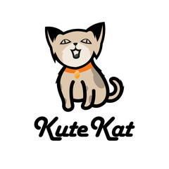 cute cat logo design, character template