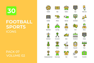 Football sports set in two tone color version. Flaticon collection set.