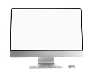 Modern computer monitor with blank screen isolated on white
