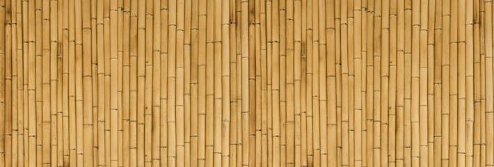 Bamboo banner background. Wooden texture bamboo plant on the decorative wall
