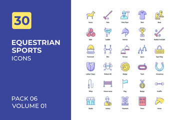 Equestrian sports set in two tone color version. Flaticon collection set.