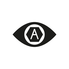 Vitamin A and eye icon. Editable isolated vector illustration on white background.