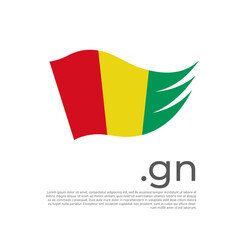 Fototapeta premium Guinea flag. Vector stylized design national poster on a white background. Guinean flag painted with abstract brush strokes with gn domain, place for text. State patriotic banner of guinea, cover