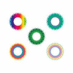 Minimal abstract symbol set Floral mandala ornament Geometric shape Vector illustration