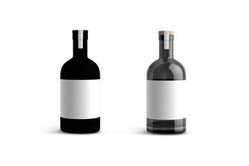 Gin bottle with empty label mockup isolated on white background. 3d rendering.