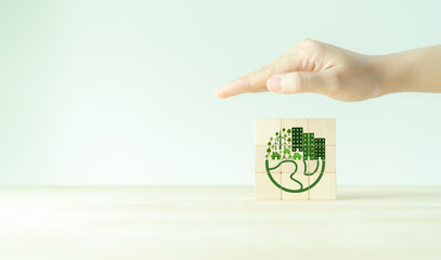 Save of earth, saving environment, save clean planet, ecology concept. Green business and sustainable development. World earth day. Protected planet. Limit to climate change and global warming.