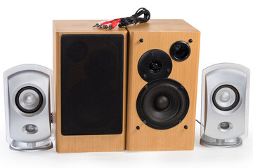 Two pairs of different home two-way loudspeaker systems