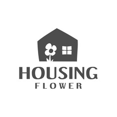 illustration of a flower inside a house. good for any business related to housing or real estate.