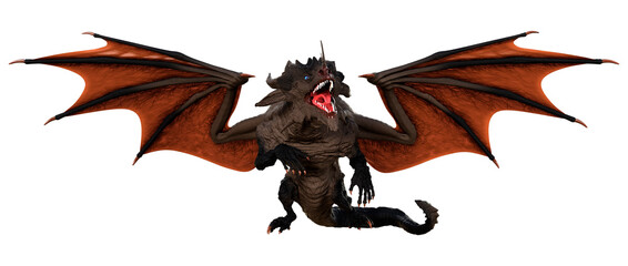 3D Rendering Fairy Tale Dragon on White