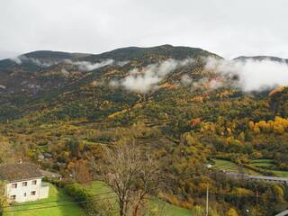 Torla, pueblo de montaña ubicado en Ordesa. España.