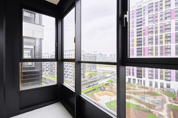 Naklejka na ściany i meble Photo of a balcony in a residential complex