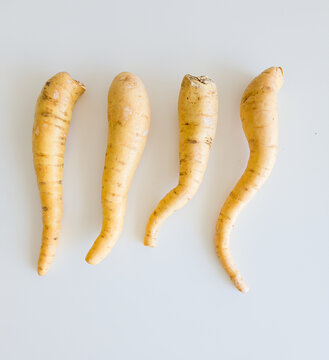 baroa potatoes on white background