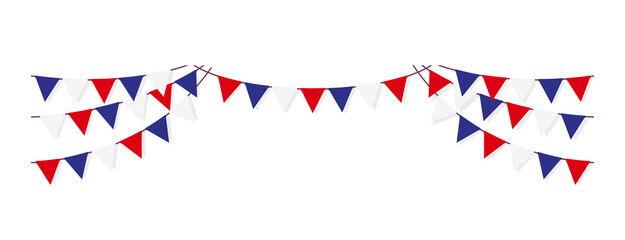 Fototapeta premium Bunting garland (pennant flags) decoration illustration | French flag