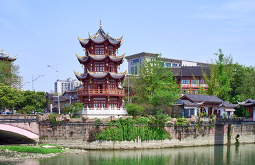 Naklejka premium Sanhua Building on Qintai Road, Chengdu, Sichuan, China