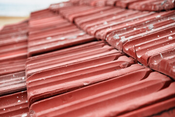 Tiled roof pattern textured background.