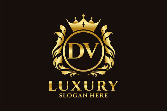 Initial DV Letter Royal Luxury Logo template in vector art for luxurious branding projects and other vector illustration.