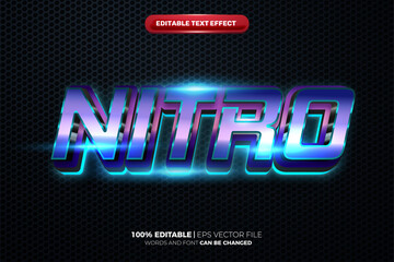 metal nitro blue glow cinematic 3d editable text effect