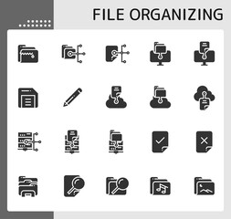 file organizing icon set, isolated glyph icon, perfect for web, graphic design, social media, UI, mobile app, EPS vector illustration