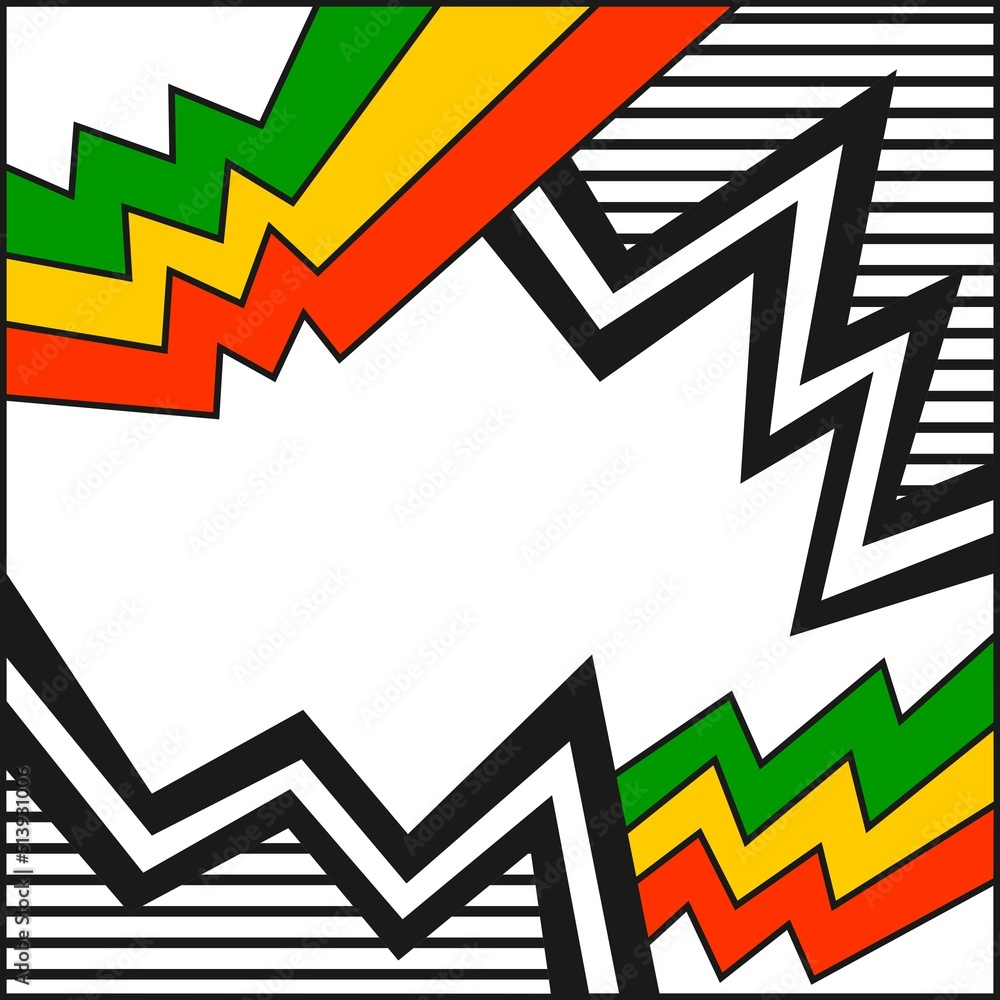 Poster abstract background with colorful zigzag pattern and with jamaican color theme and with some copy sp