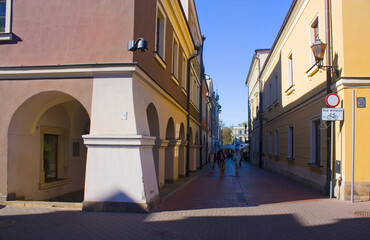 Fototapeta na wymiar Ancient street in Old Town of Zamosc, Poland