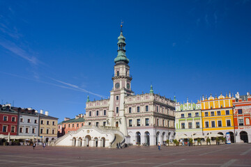 Town Hall at Great Market Square (Rynek Wielki) in Zamosc - obrazy, fototapety, plakaty