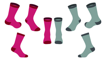 Socks Vector illustration red and grey socks sport socks isolated on white