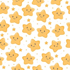 Seamless vector pattern. Cute smiling stars. Pattern for children's clothes 