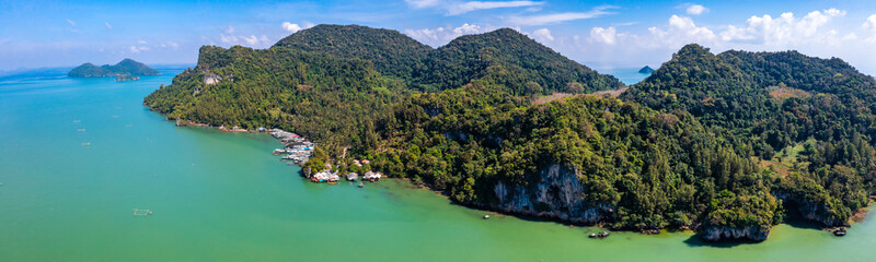 Aerial view of Ao Kram or Baan Ao Khram fisherman village in Chumphon, Thailand
