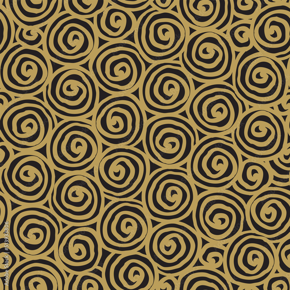 Poster abstract seamless pattern with spiral doodles. monochrome texture with hand-drawn squiggles in the f