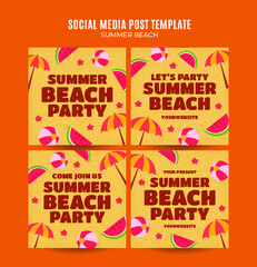 Summer Day - Beach Party Web Banner for Social Media Square Poster, banner, space area and background