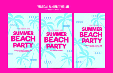 Summer Day - Beach Party Web Banner for Social Media Vertical Poster, banner, space area and background