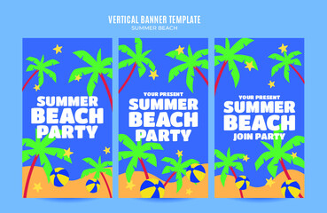 Fototapeta na wymiar Summer Day - Beach Party Web Banner for Social Media Vertical Poster, banner, space area and background