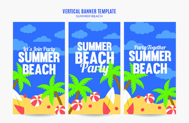 Summer Day - Beach Party Web Banner for Social Media Vertical Poster, banner, space area and background
