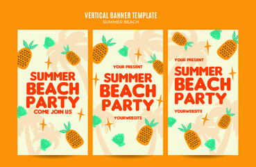 Summer Day - Beach Party Web Banner for Social Media Vertical Poster, banner, space area and background