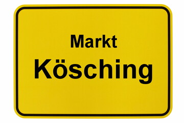 Illustration eines Ortsschildes von Kösching in Bayern - obrazy, fototapety, plakaty