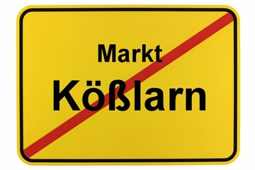 Illustration eines Ortsschildes von Kößlarn in Bayern